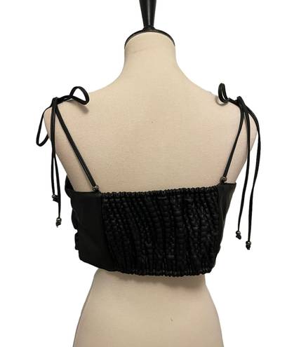 Pilcro Anthropologie Black Faux Leather Bandeau Crop Top