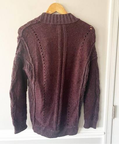 All Saints Gray Deep Purple Bind Cardigan Clasp Wool Mohair Sweater Size 0