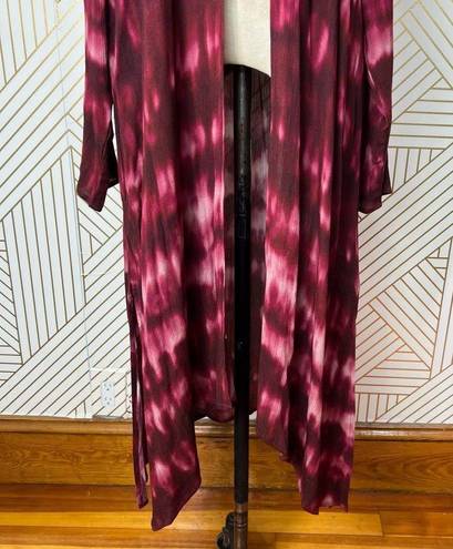 Torrid  Wine Tie Dye Gauze Long Kimono Plus Size 1X