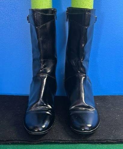 Predictions  Black Zip Up Faux Leather Boots Size 9