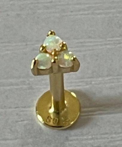 Anthropologie 18K/925 Micro Mini Opal Lotus Screw Back Stacked Earring