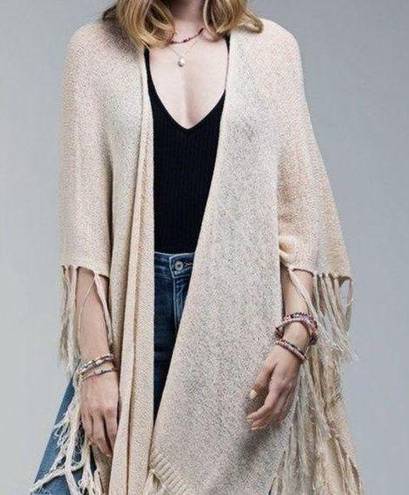 WOMENS STRETCH KNIT TASSEL RUANA