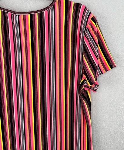 Brooks Bobbie  Multi-Color Knee Length Rainbow Striped T-Shirt Shift Dress XL