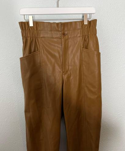 Madewell Vegan Leather Pull-On Paperbag Pants in Camel