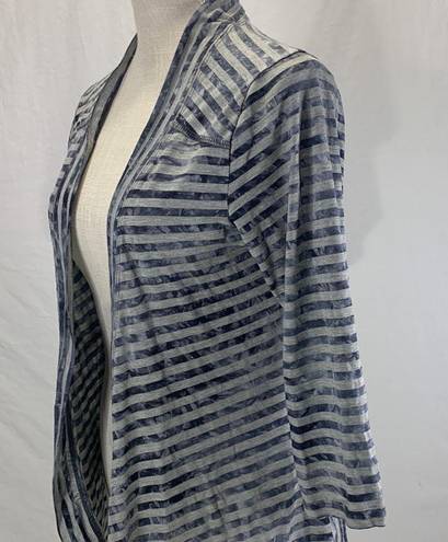 Live and let live  Open Front Asymmetrical hem Gray Striped Cardigan Size Medium