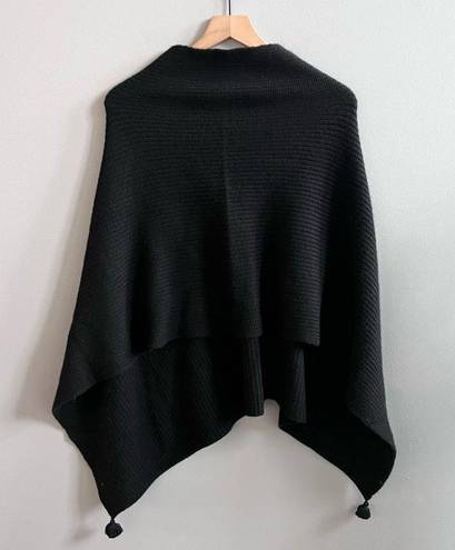 Pamella Roland 100% Cashmere Sweater Poncho Made in Italy Luxury Designer OS Black Size M