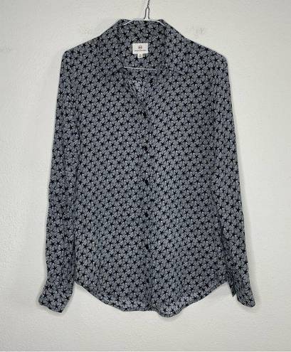 AG Adriano Goldschmied AG Sandra Silk Shirt Starline‎ True Black/ Ivory Size XS