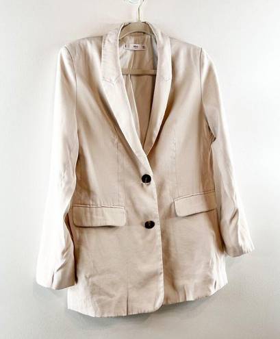 Mango MNG  Casual Long Sleeve Peak Lapel Single Breasted Blazer Jacket Tan Small