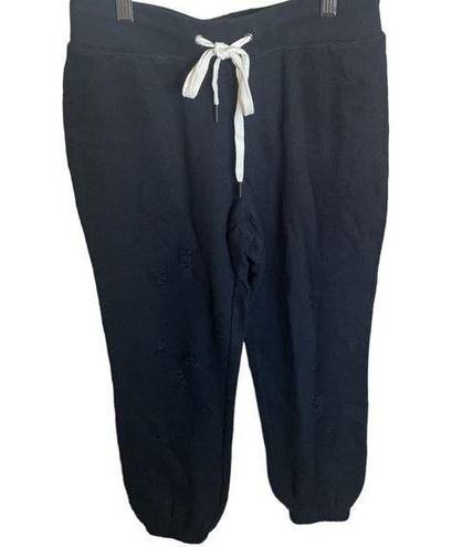 n: philanthropy sweatpants woman’s black distressed pockets cotton blend pant XS