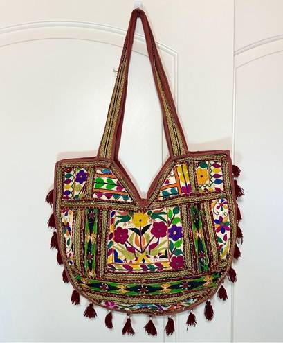 Ban Jara Vintage  Bag Embroidered Beaded Handmade Tote Bag Large