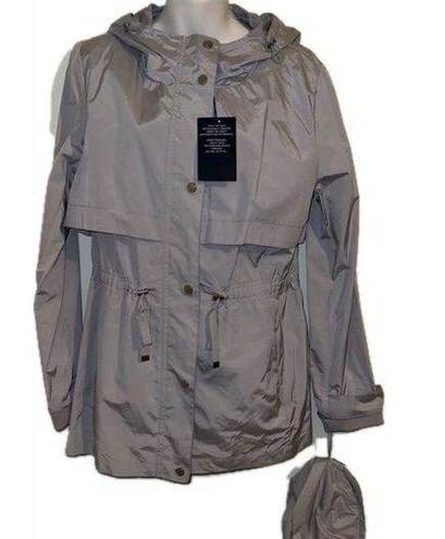 Cole Haan  hooded packable Rain Jacket Size Large blue/gray “Mist” color NWT