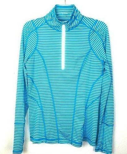 Zella  Run Stripe Half Zip Pullover Shurt Top Small