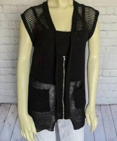 Tracy Reese  sleeveless linen cardigan black M NWT