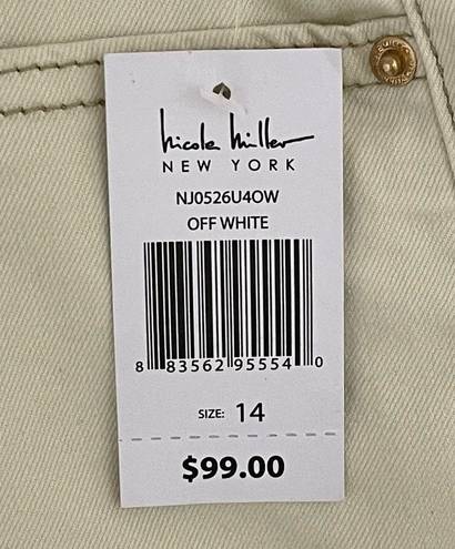 Nicole Miller New with Tags  Soho High Rise Kick Boot Cream Colored Jeans Size 16