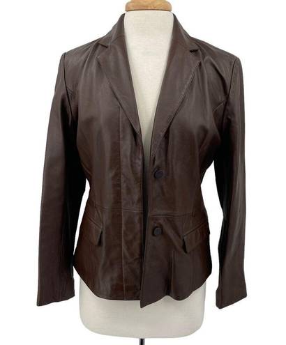 Mixit Vintage  Leather Jacket Moto Blazer Genuine Leather Brown Y2k Womens 8