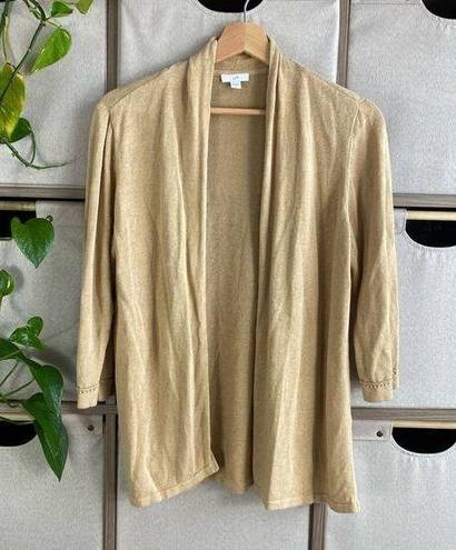 J.Jill  line 3/4 sleeve tan open cardigan