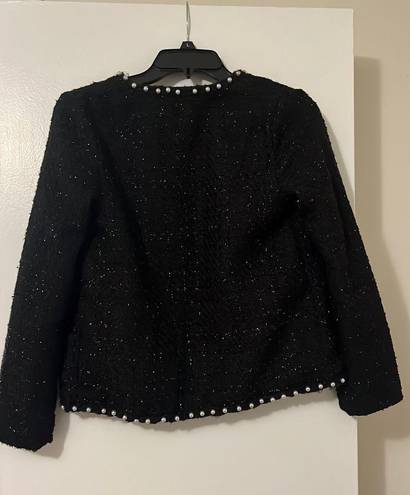 Black Tweed Blazer With Pearls Size 00
