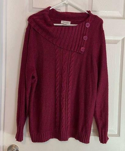 Dress Barn  Plus Size 2X Pullover Sweater Multicolored Nubby Knit Red Shirt Cozy