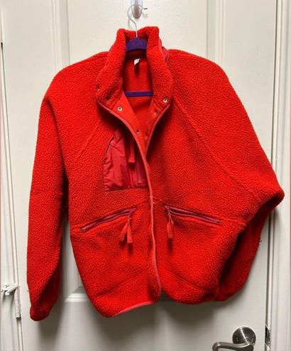 Free People Movement ❤️ FP Movement Hit The Slopes Fleece Jacket in “Cherry Red” M