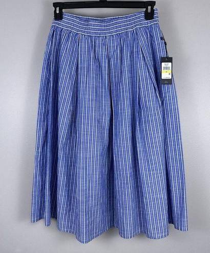 Tommy Hilfiger  Pleated Pull-On Midi Skirt Size Medium Blue New NWT Elastic Waist