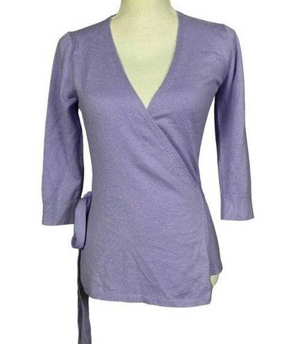 Diane Von Furstenberg  DVF Ballerina Wrap Size P Silk Cashmere Sweater Purple