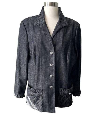 St. John  Sport Dark Denim Ruffle Jacket