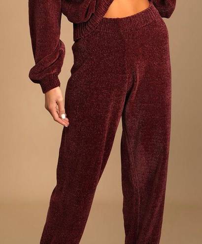 Lulus Weekend Chiller Plum Purple Chenille Knit Lounge Joggers