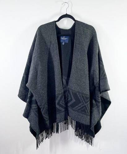 American Eagle Boho aztec print blanket kimono poncho sweater gray