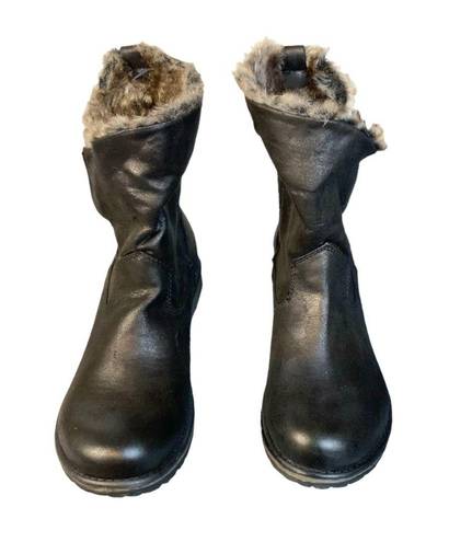 Candie's Candie’s NEW Black w Faux Fur Trim Mid-Calf Snap Down Ankle Boots Wm 7.5