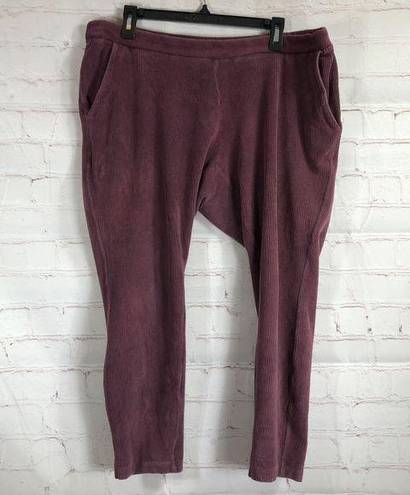 Lands'End  Womens Corduroy Leggings Sz XL Burgundy Pull On Pockets Stretch