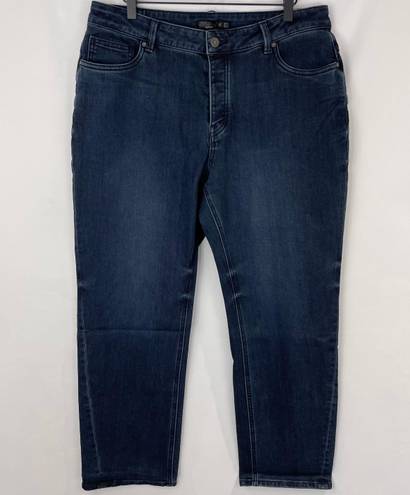 prAna New  Buxton Mid Rise Slim Boyfriend Jeans Stretch Denim Deep Blue Size 14