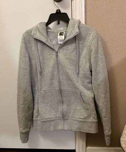 The North Face Light Gray Quilted Zip Up Hooded Jacket, Small