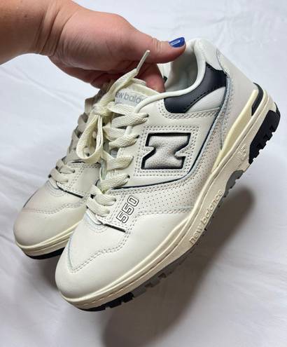 New Balance 550 Sea Salt Cream Black Sneakers