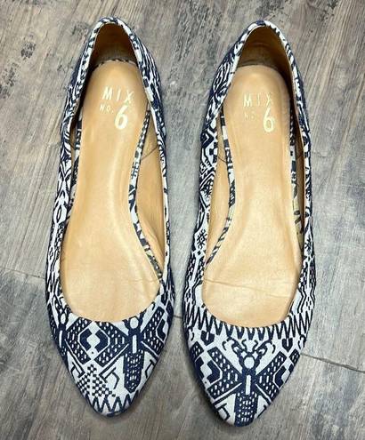 mix no. 6  Vantage Pointed Toe Skimmer Flats Ballet Shoes Folklore Fabric Print