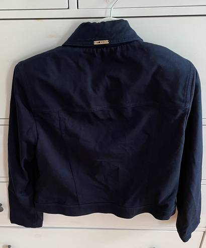 St. John by Marie Gray Navy Blue Gold Button Denim Jacket, size 2