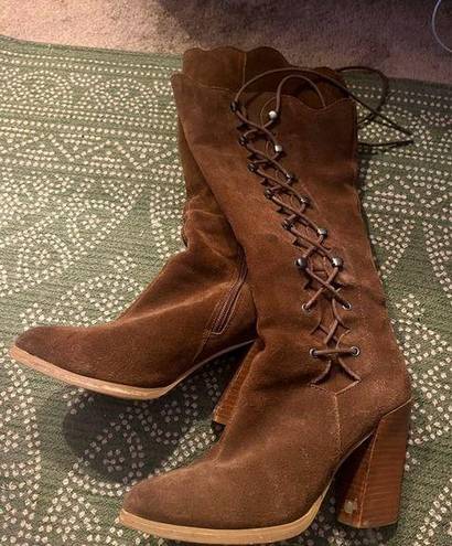 sbicca  RARE lace up/ zipper boho suede boots sz 9