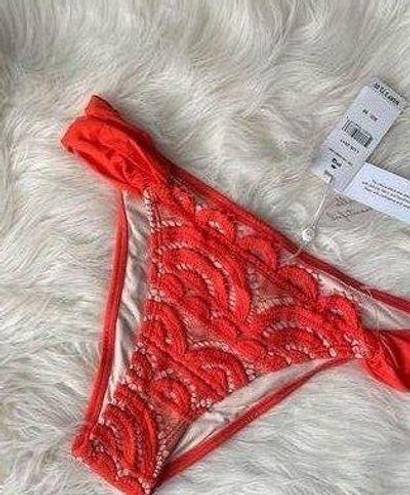 PilyQ  Lace Teeny Bikini Bottoms Red Tomato NWT