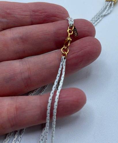 Monet Vintage  1970’s white enamel lariat style multi chain necklace.