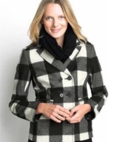 Banana Republic  Black & White Plaid Wool Plaid Peacoat XS Preppy Cozycore Twee