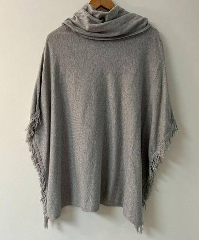 Chico's Gray Cowl Neck Fringe Poncho Shirt - Size L / XL