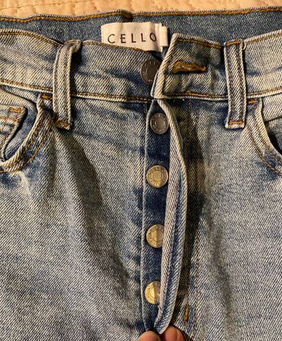 Cello Blue Jeans With Darker Blue And White Print