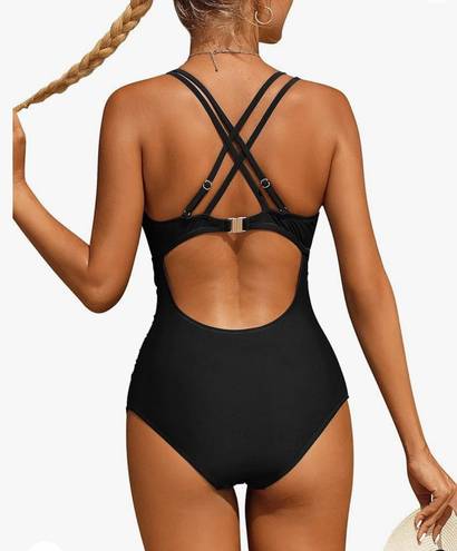 One Piece Charmo Tummy Control  Swimsuits for Women Ruched Bathing Suits Strappy V Neck Monokini