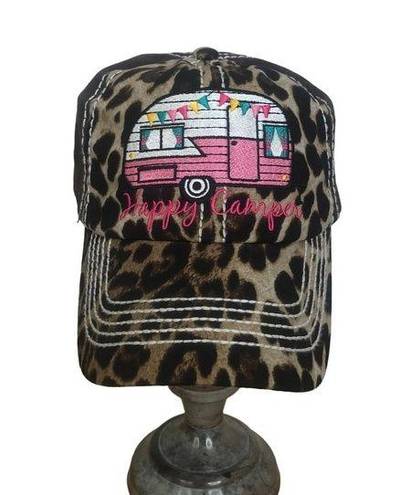 Ethos KB  Vintage Happy Camper Adjustible Animal Print Ball Cap OSFA