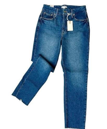 Good American  Good Classic Raw Hem High Waist Slim Jeans Blue940