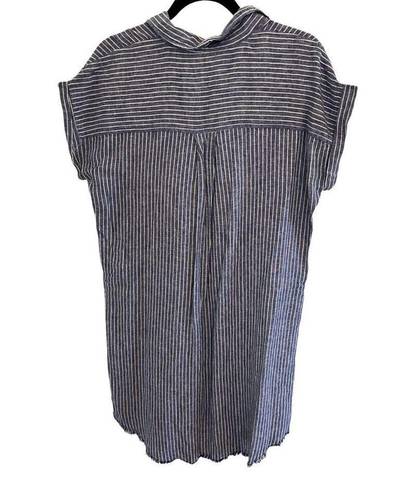 Harper  Women's Dress Striped Blue/White Pockets Short Sleeve Size Small