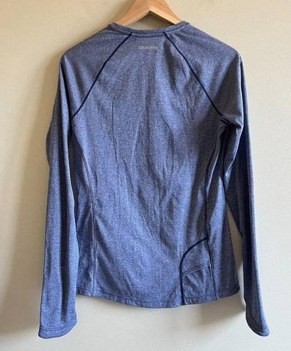 Saucony  Velocity Long Sleeve Blue Tee Shirt Top Womens Size M Athletic Thumbhole