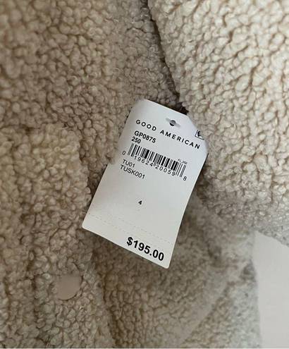 Good American NWT  Faux Shearling Cocoon Puffer Jacket in Tusk 4 XL