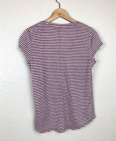 Nordstrom  Signature Women’s Small 100% Linen Striped Top Short Sleeves