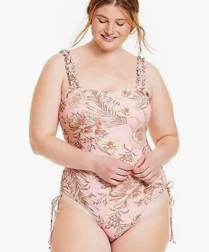 Agua Bendita  x Target Blush Romantic Floral Print Flutter Sleeve Swimsuit XXL