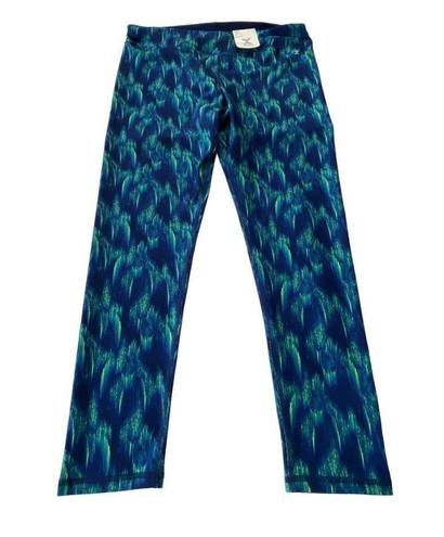 Xersion  Quik Dry Leggings Size 2XL Stet h No chafe seams NEW Blue Phonenix print